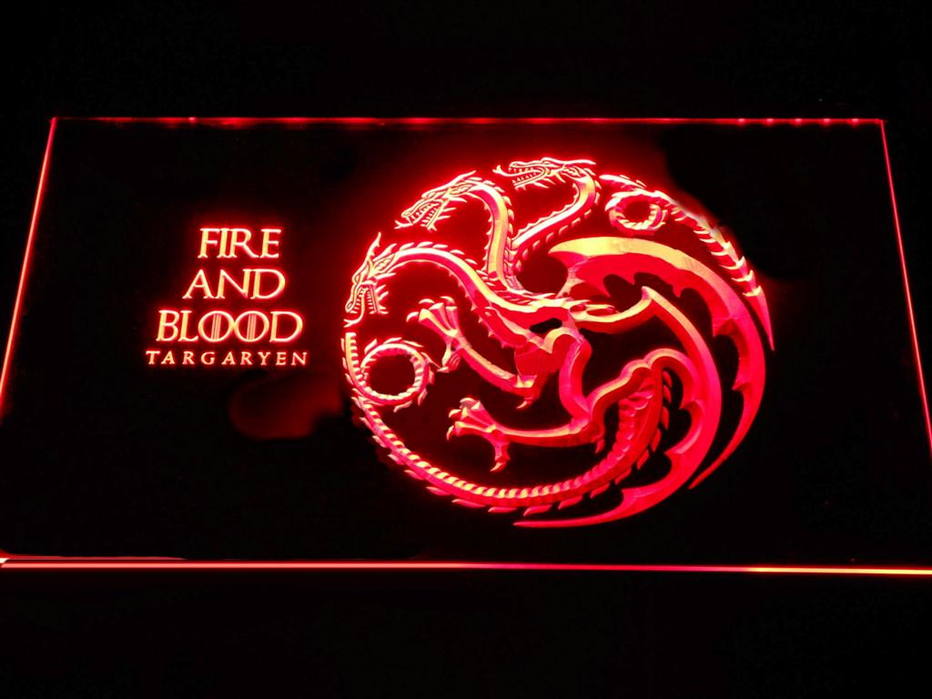 Game of Thrones Targaryen Fire and Blood 2 LED Neon Sign